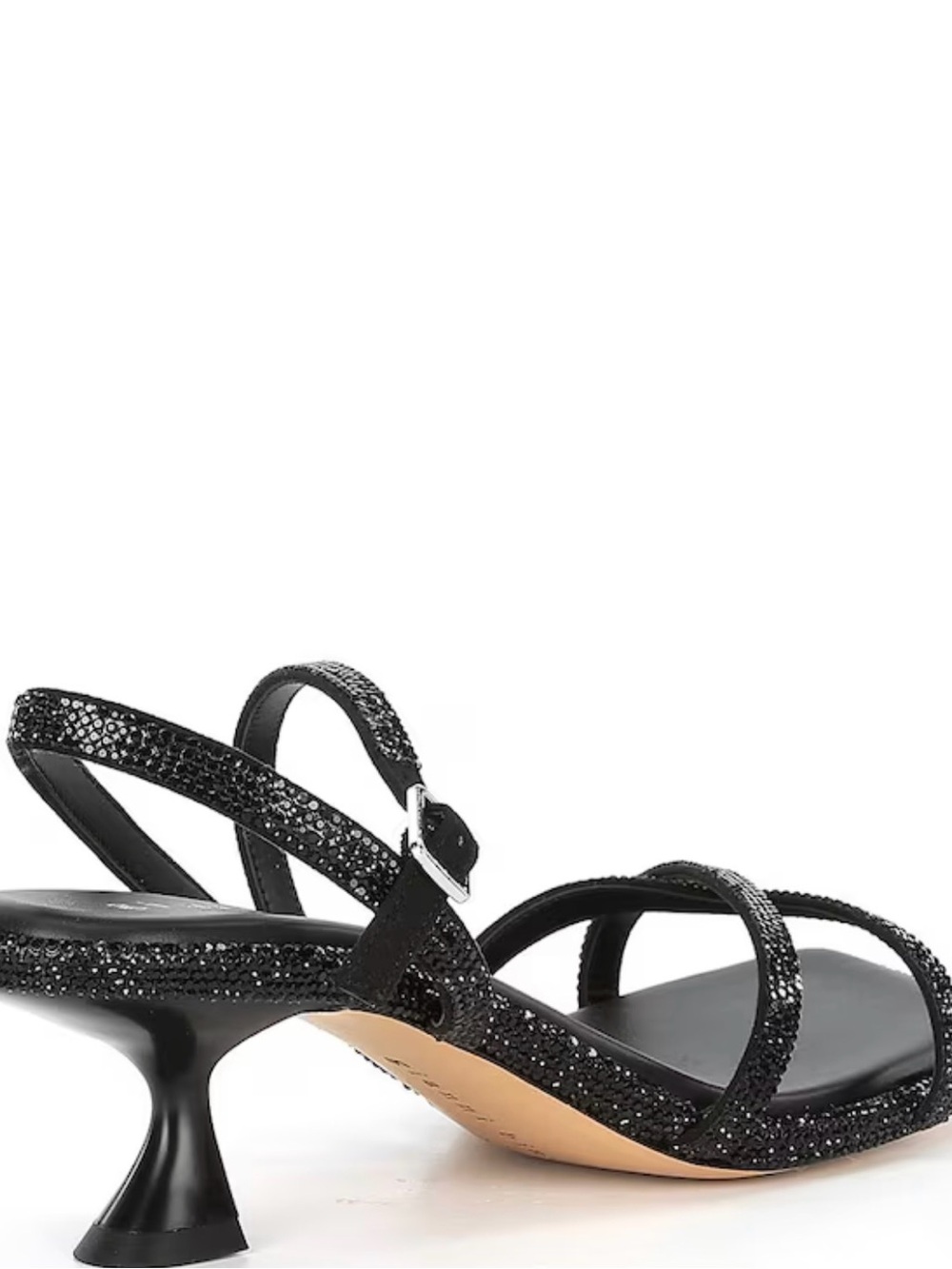 Gianni Bini Black Glitter Strappy Kitten Heel Sandals - Picture 5 of 6